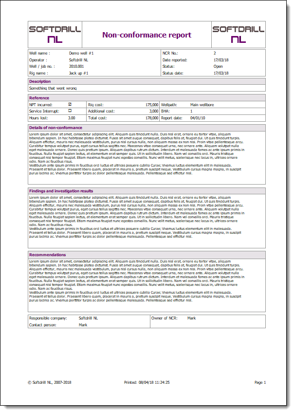 Nonconformance Report
